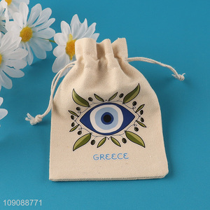 Good Quality Cotton Linen Drawstring Bag Custom Print  Fabric Bag