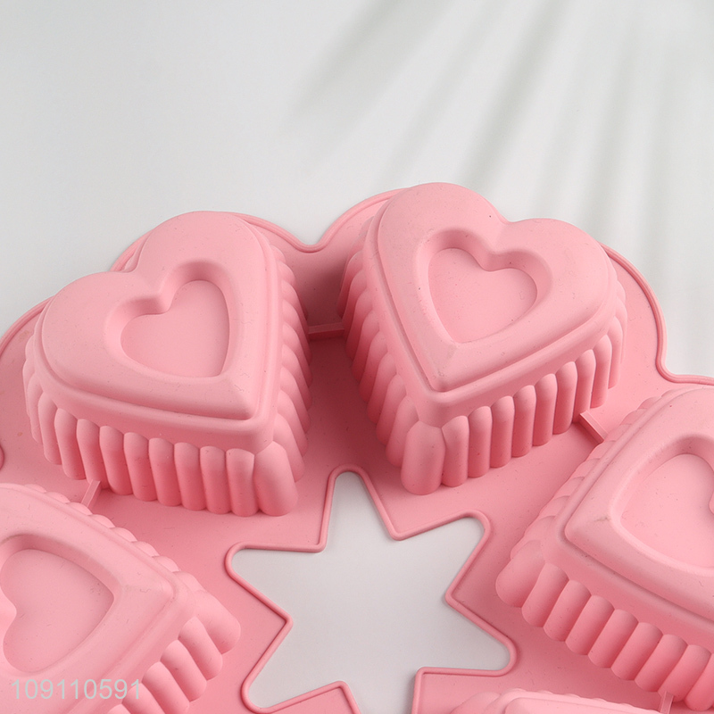 High Quality 6-Cavity Silicone Heart Cake Mold Silicone Chocolate Mold