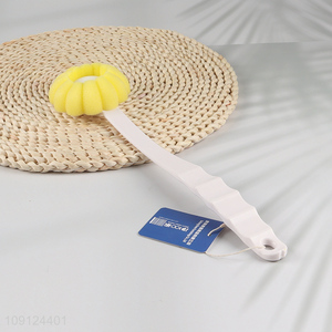 Wholesale Single Sided Shower Sponge Brush Bath Brush with Curved Handle