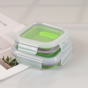 Popular Product Collapsible Slicone Bento Lunch Box Foldable <em>Meal</em> Pre Container