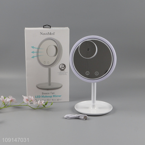 Popular products round led cosmetic mirror vanity mirror with breeze fan