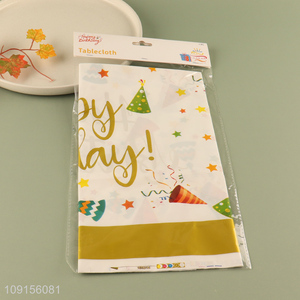 Good Quality Happy Birthday <em>Tablecloth</em> Disposable Plastic Party Table Cover