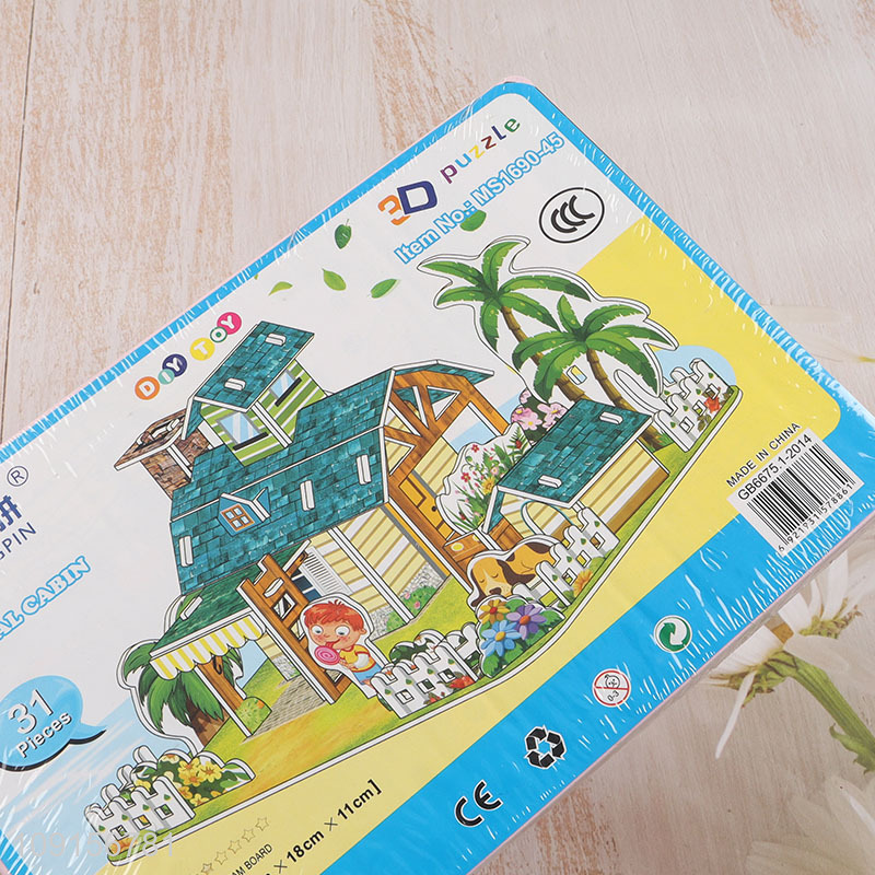 Popular products kids diy tropical cabin 3d puzzle toys jigsaw toys