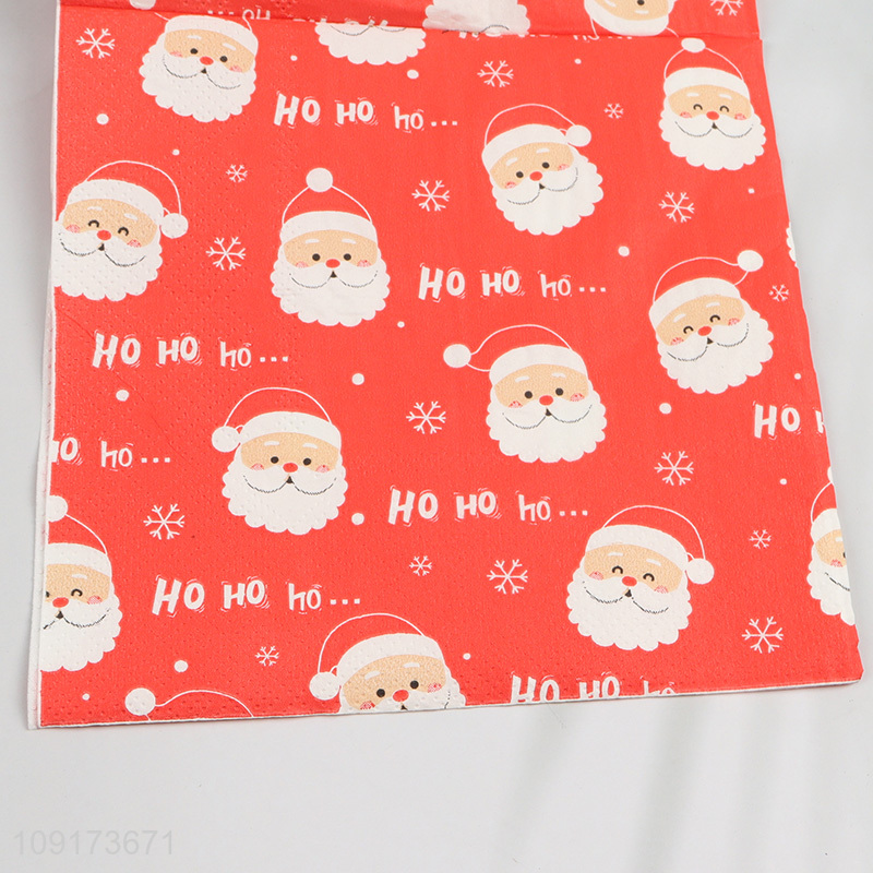 New Product 20 Pieces Christmas Sant Claus Napkins Disposable Paper Dinner Napkins