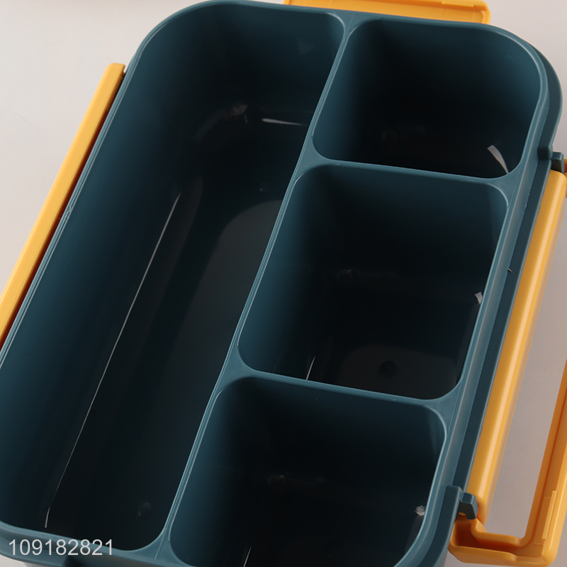 Low price portable school kids plastic lunch box with tableware