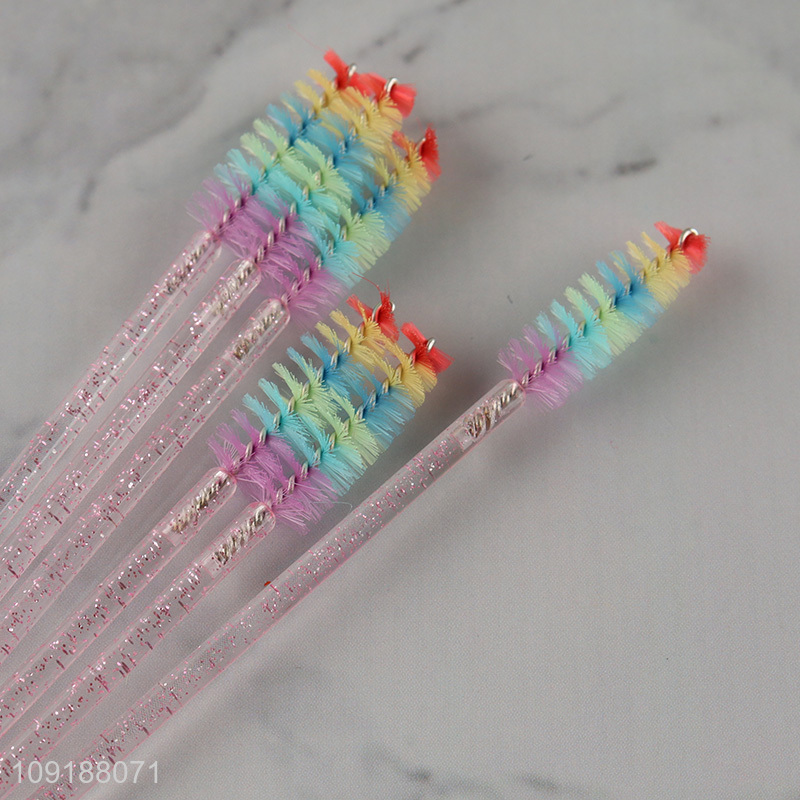 New Product Disposable Colorful Eyelash Brush with Crystal Handle
