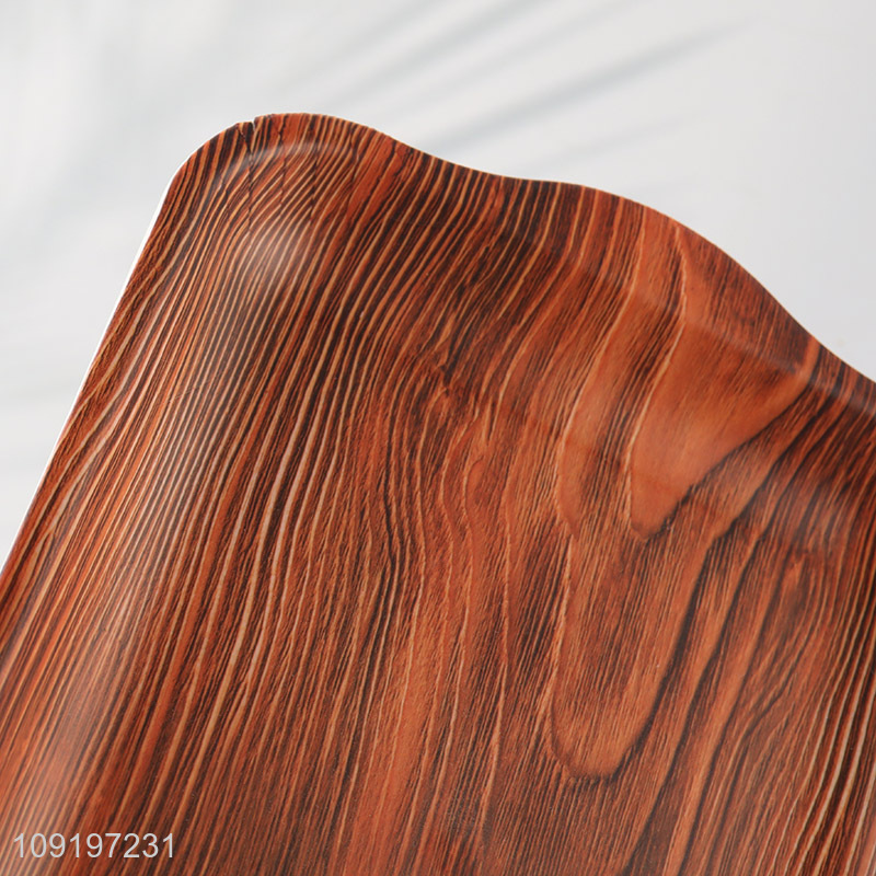 High Quality Wood Grain Plastic Serving Tray Custom Serving Platter