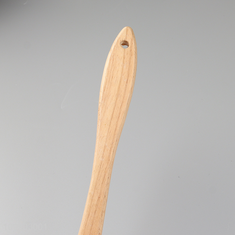 Hot items silicone kitchen utensil slotted ladle with wooden handle