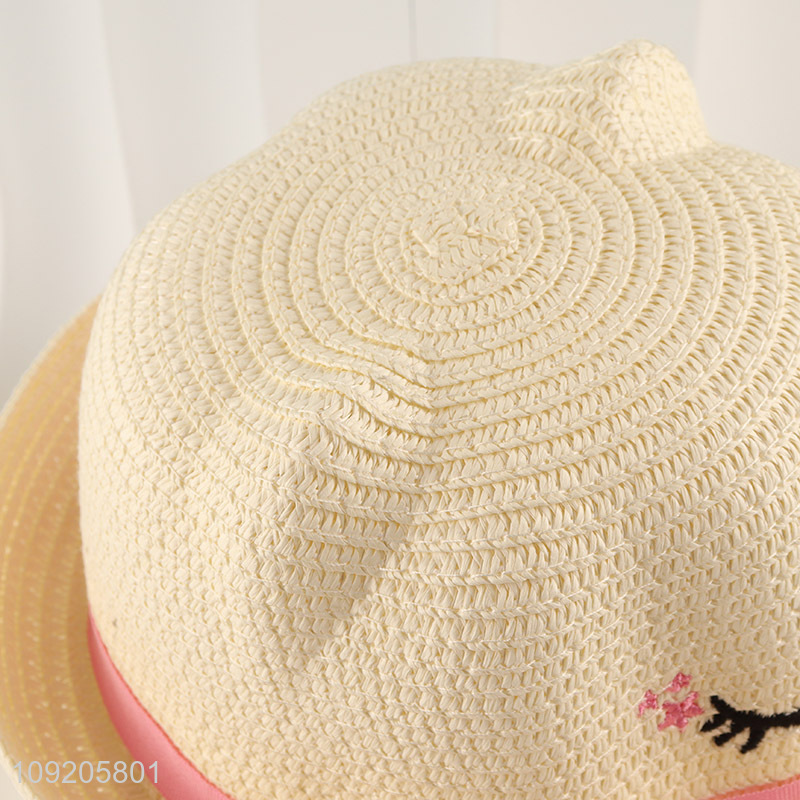 High Quality Kids Straw Hat Cat Sun Hat Toddler Straw Hat