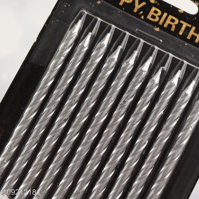 China Imports 10-Count Silver Spiral Candles Metallic Birthday Candles