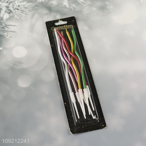 New Product 6-Count Twisted Cake Candles Metallic Long Thin Cake Candles