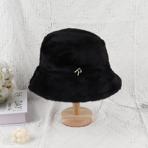 Factory Supply Winter Fluffy Bucket Hats for Women Girls