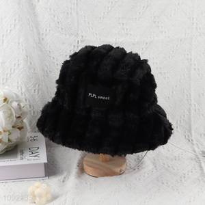 Online Wholesale Winter Soft Faux Fur Bucket Hats for Women
