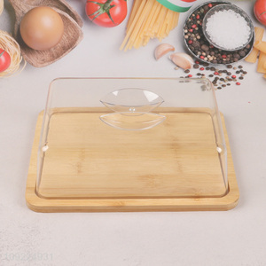 Factory Price Rectangular Bamboo Butter Dish Serving Tray with Lid