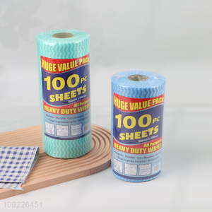 New Arrival 100 Sheets Ultra Absorbent Non-Woven Cleaning Cloths Kitchen Towel Roll
