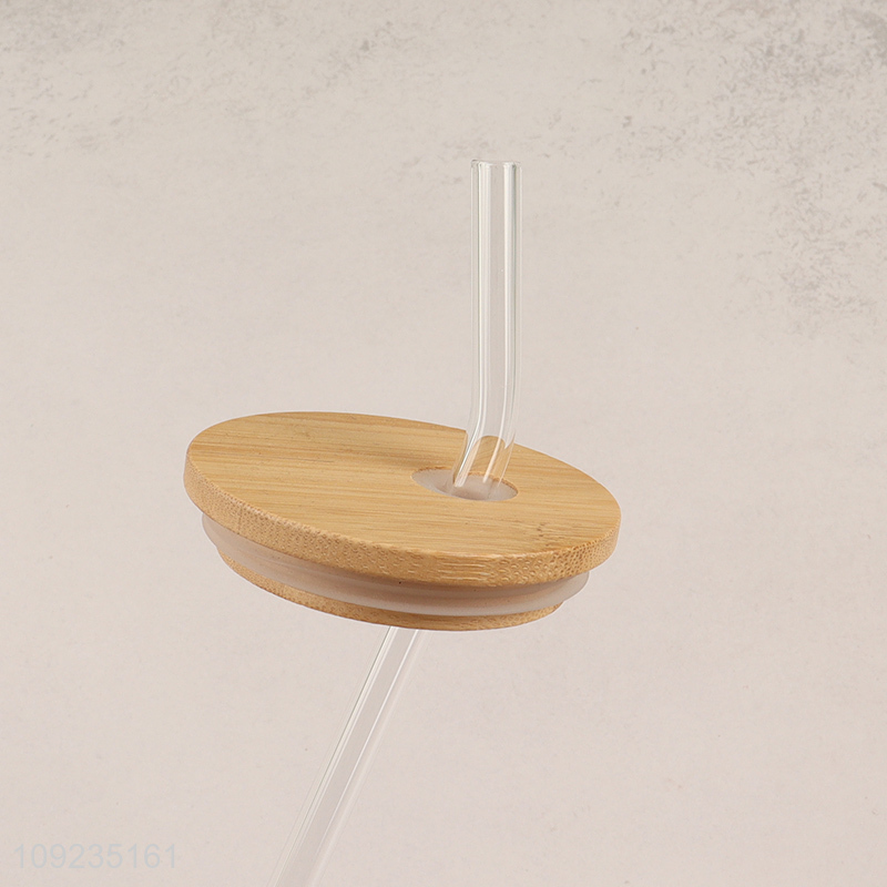 Wholesale High Borosilicate Glass Cup with Lid & Straw for Iced Coffee
