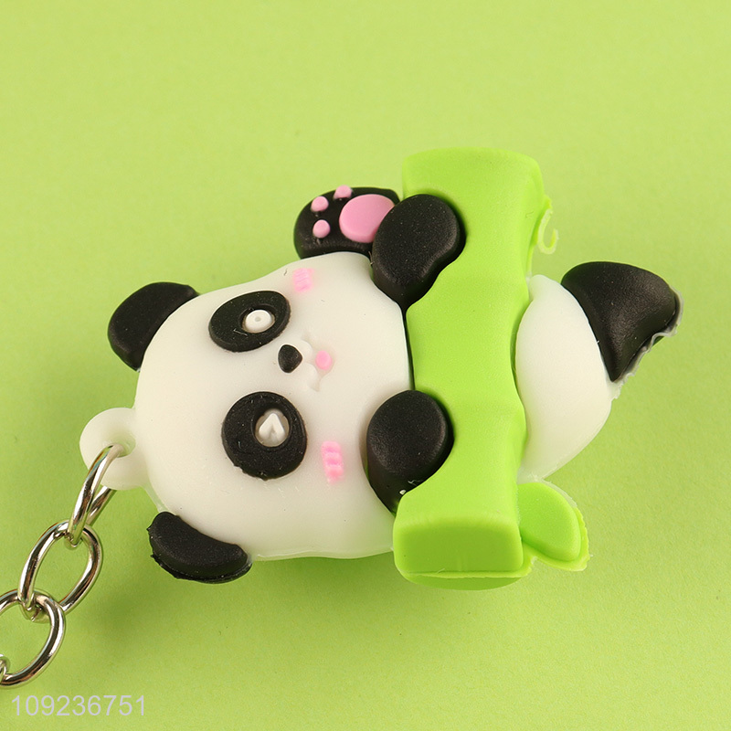 Low price portable cartoon panda pendant silicone keychain key rings for sale