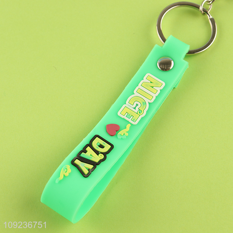 Low price portable cartoon panda pendant silicone keychain key rings for sale