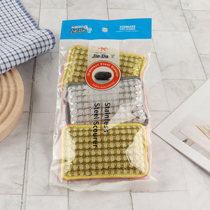 Popular products 3pcs stainless steel scouring pad dish washing supplies for sale