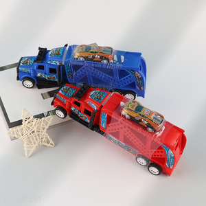 Hot Selling Push and Go Toy Tractor Trailer Set with Pull Back Car