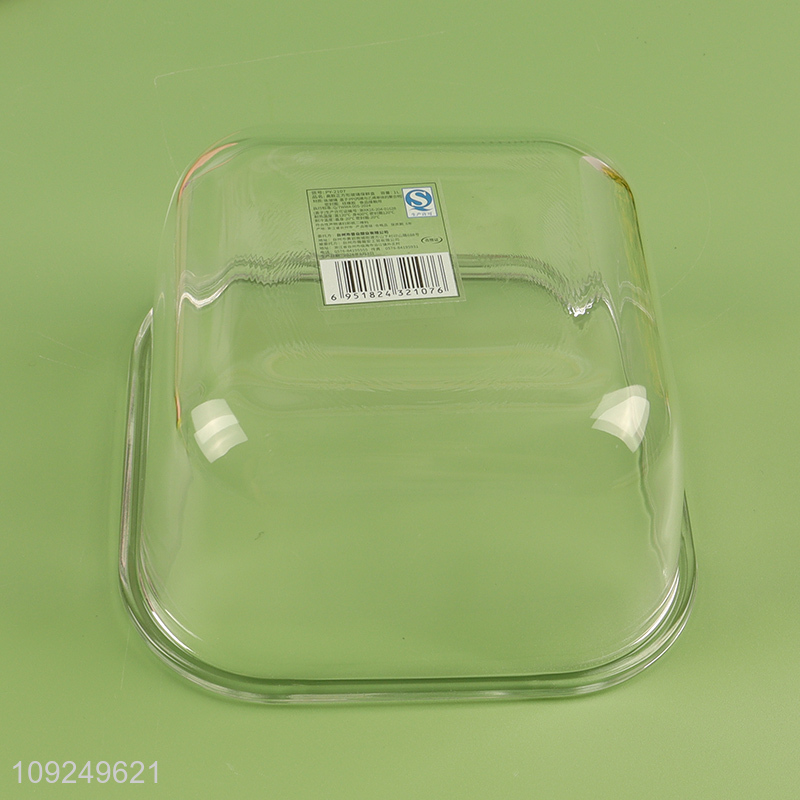 China products square clear glass food container preservation box with lid