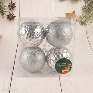 High Quality 4Pcs Christmas Balls Shatterproof Glitter Xmas Tree Hanging Ornaments