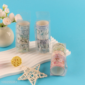 Factory Supply 6 Rolls Floral Washi <em>Tape</em> Set Foil Masking Tapes Set for DIY Scrapbooking