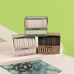 Online Wholesale 10 Rolls Washi <em>Tape</em> Set Thin Geometric Decorative Tapes Set for Scrapbooks