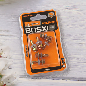 Factory Price 6 Pieces Iron Self Drilling Screws with Washer for Wood Plastic