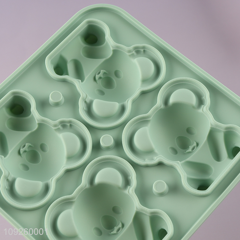 Factory Price 3D Bear Silicone Ice Tray Ice Cube Molds with Lid