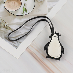 New Arrival Penguin Keychain Pendant Cute PU Leather <em>Key</em> <em>Chain</em> Backpack Pendant
