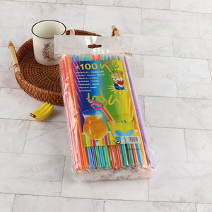 Wholesale 100 Pieces Disposable Drinking Straws Colorful Spiral Plastic Drinking Straws