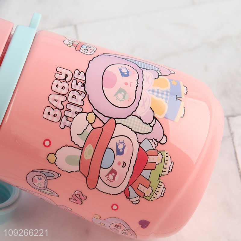 Online Wholesale 520Ml Kids Water Bottle Cartoon Plastic Water Bottle with Straw