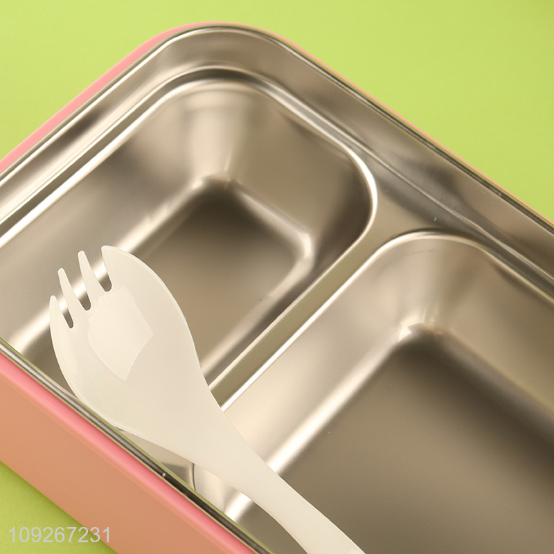 China wholesale 2compartment stainless steel lunch box set for children