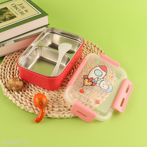 China wholesale 2compartment school kids plastic lunch box set