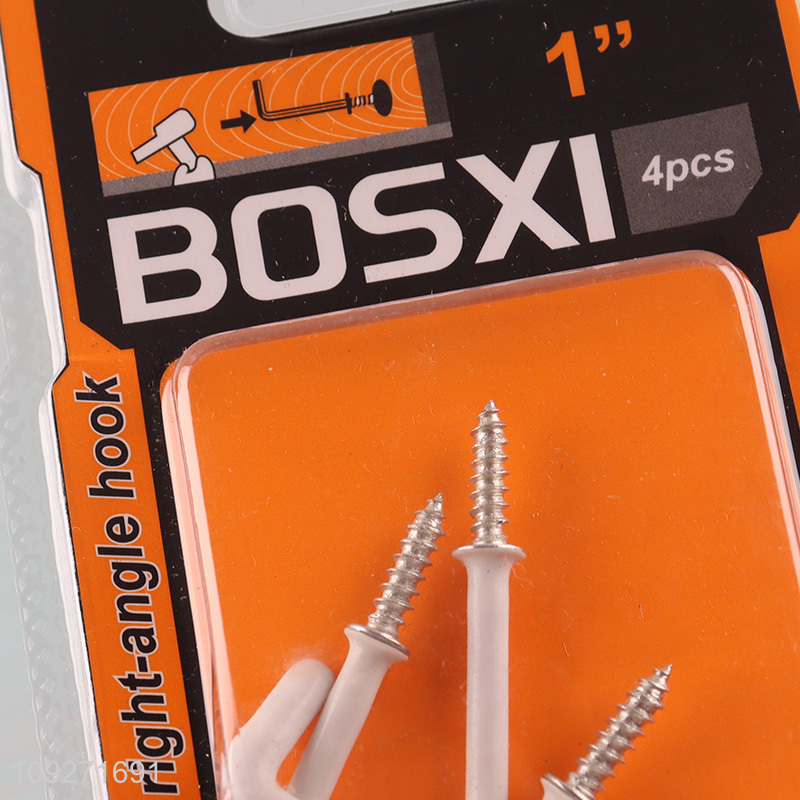 Low price 4pcs plastic-coated right-angle hook hardware accessories