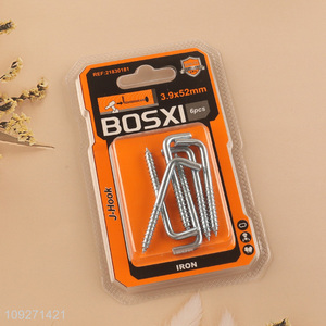 Popular products 6pcs iron j-shaped hook right-angle nails set
