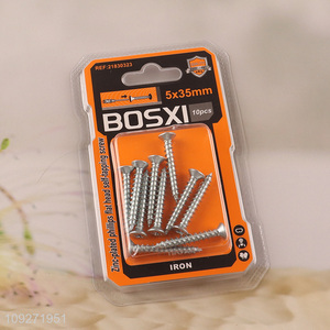 China products 10pcs 5*35mm zinc-plated phillips flat head self-tapping screws