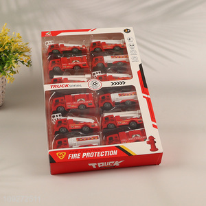 China factory fire fighting truck children's toy pull back car set
