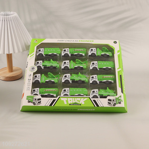 Good quality 12pcs sanitation truck children's toy pull back car set