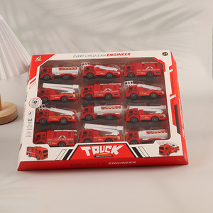Online wholesale children's toy pull back car set fire fighting truck toy
