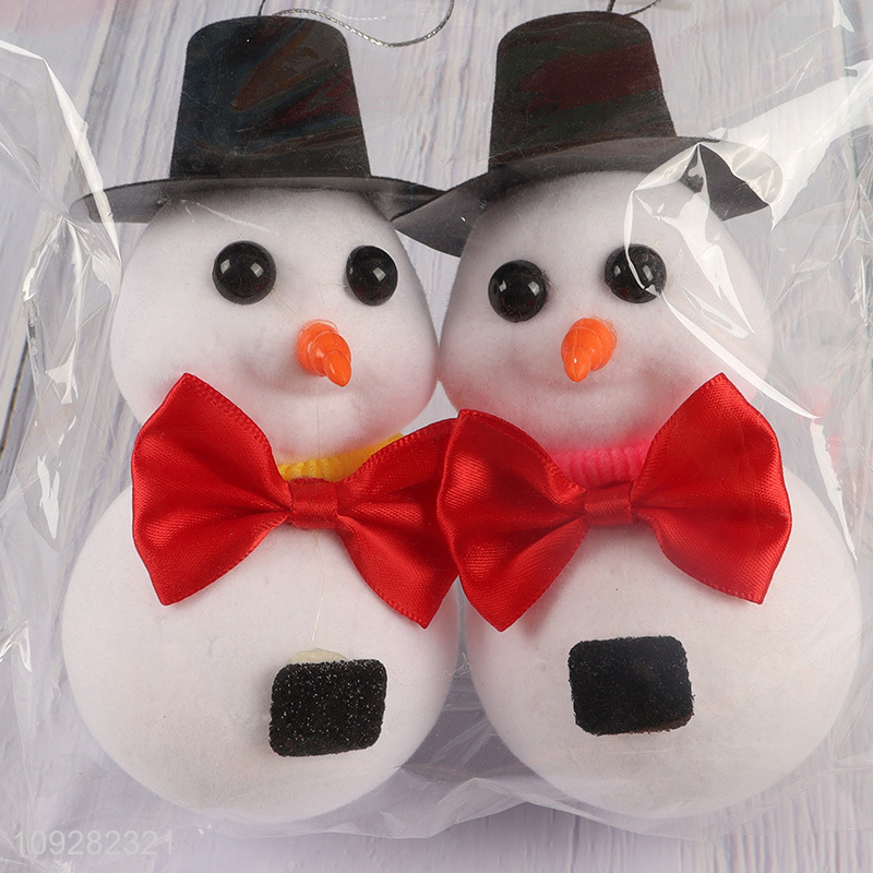 Good sale 2pcs snowman shape christmas hanging ornament decoration