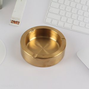 Good selling round golden stainless steel smoking ashtray wholesale