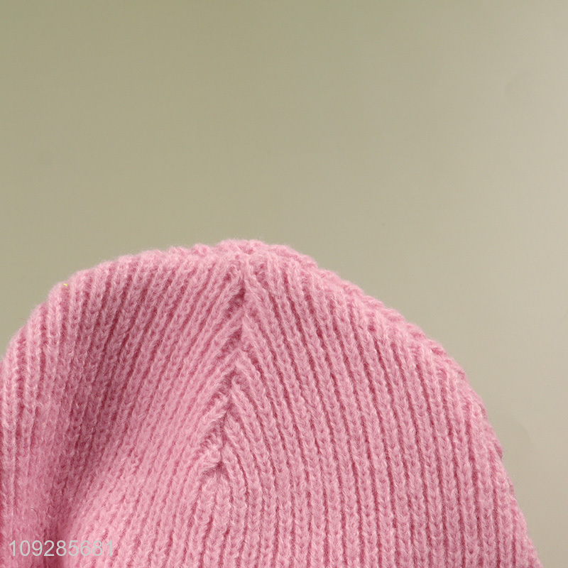 Hot products pink winter knitted hat beanies hat