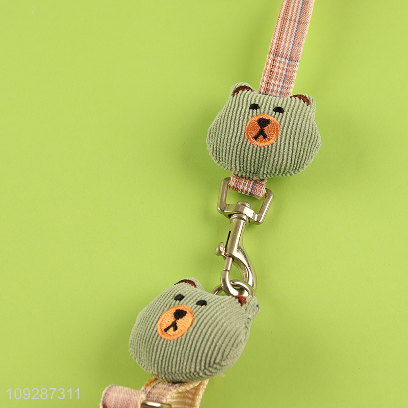 Factory price cartoon bear adjustable pet collar pet leash