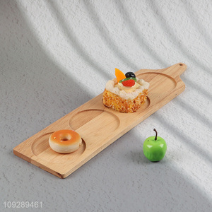 China products bamboo dessert plate with handle