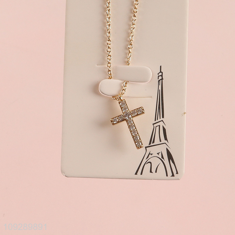 Yiwu market cross copper necklace fashion jewelry for women