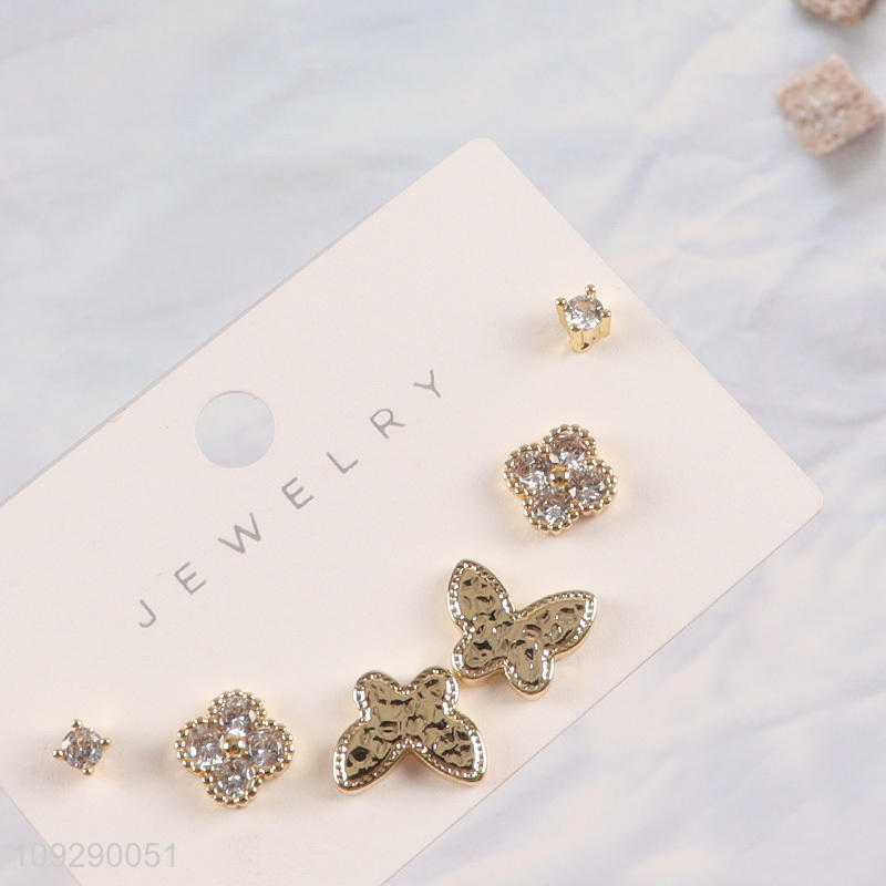 Popular products butterfly fashion jewelry earrings ear studs set