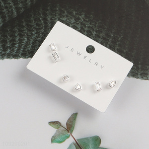 China supplier silver fashion <em>jewelry</em> earrings ear studs set