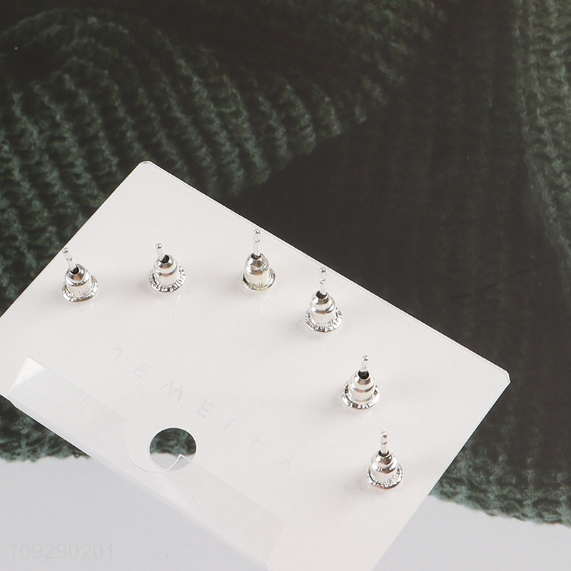China supplier silver fashion jewelry earrings ear studs set